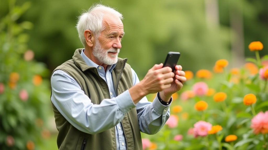 Telefonas nukreiptas į gamtą, žmogus fotografuoja gėles ir augalus