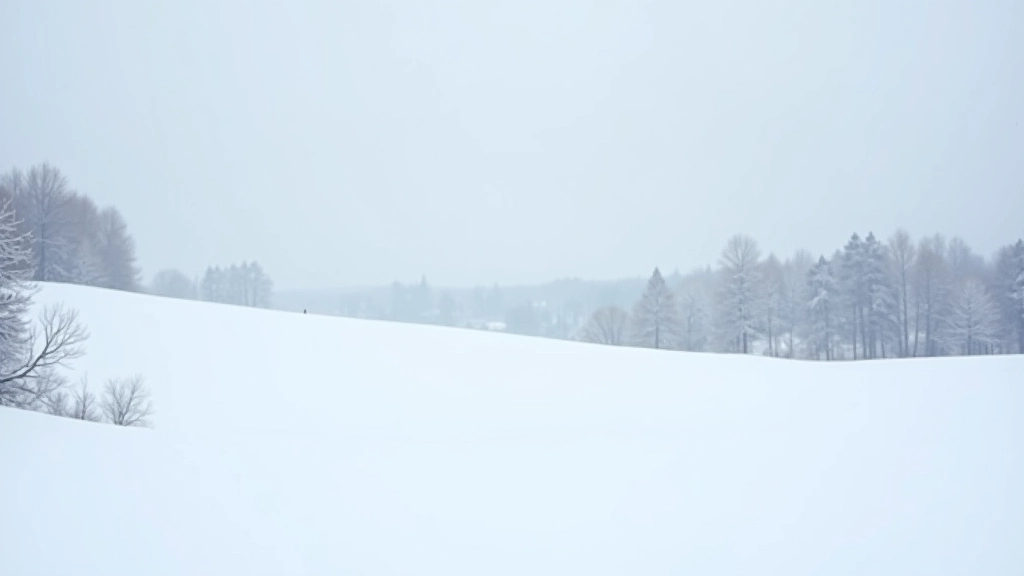 Platus žiemos laukas su gražiais sniego lygiais ir tolimais mišku horizonte, ryškaliai žarnyje